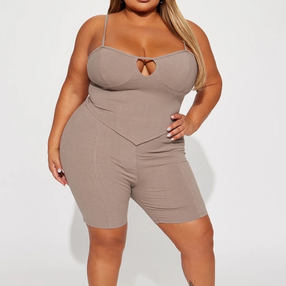 Helen Heavy Rib Short Set - Mocha - Picture 4 of 6